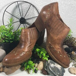 Born Brown Ankle Boots with Stud Accents